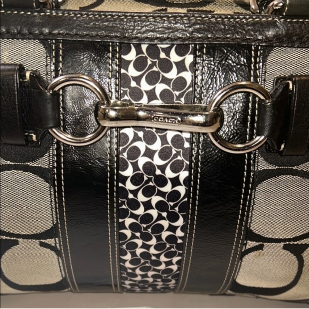 Coach Hamilton Signature Stripe Medium Carryall Signature Satchel - Picture 3 of 15